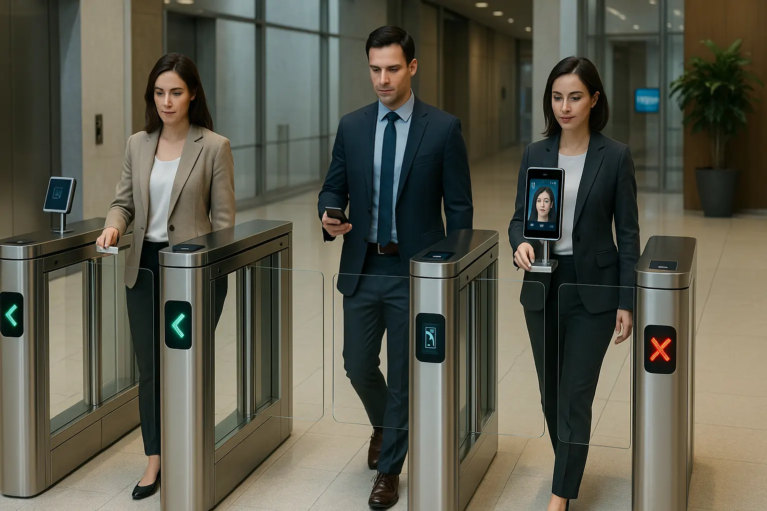 Bramka dla pieszych w budynku biurowym