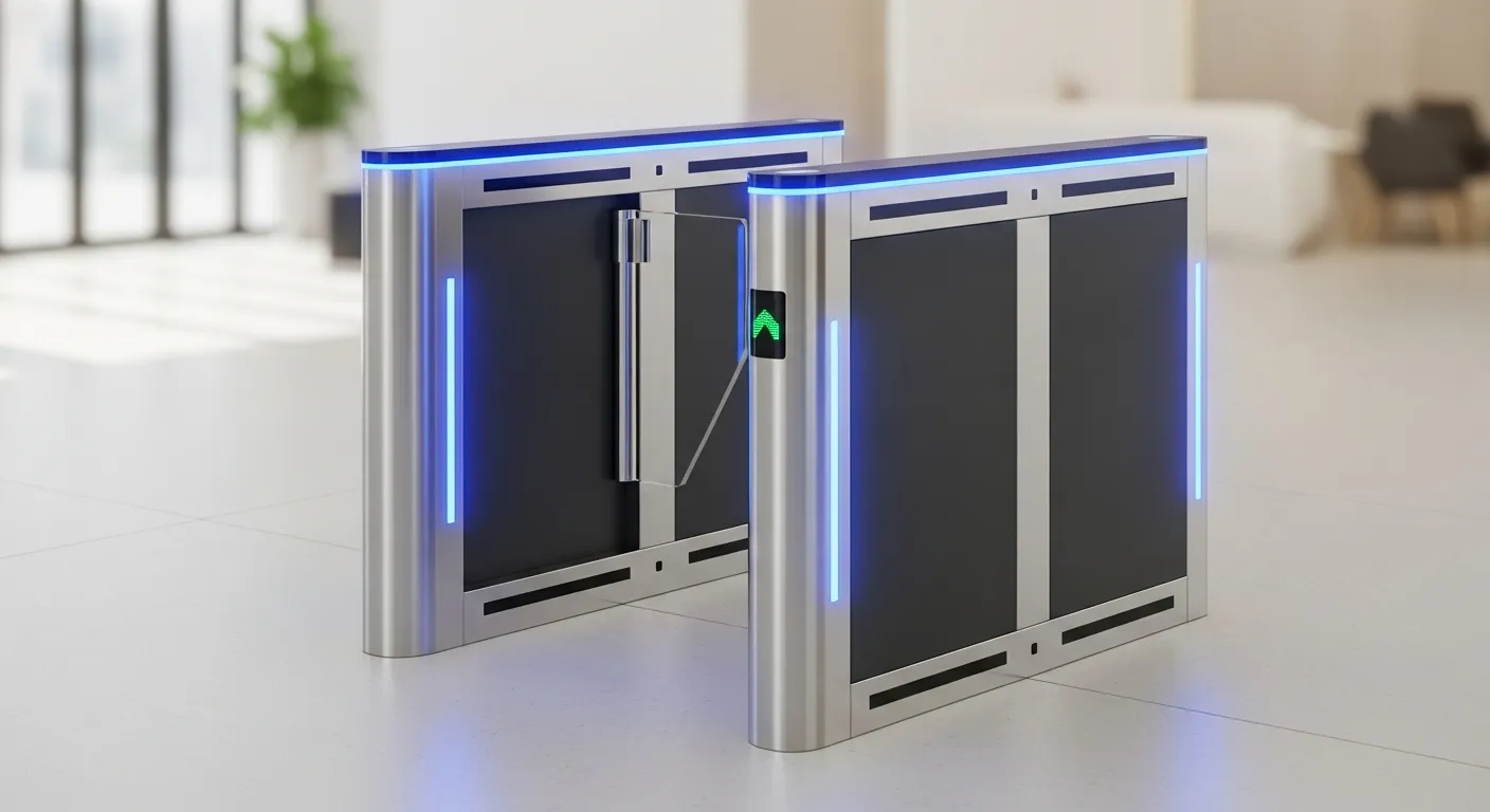 Zwarta brama z klapkami